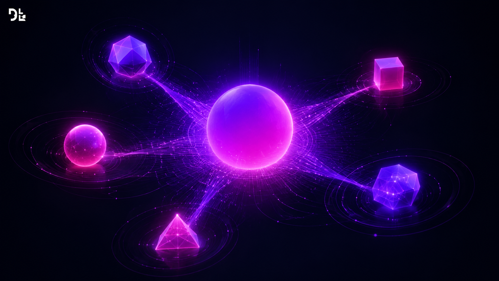 type=concept | about=Множество специализированных AI-моделей DeepMind, объединённых в единую агентную платформу для бизнеса | visual=Центральное ядро в форме светящейся сферы (фиолетовый градиент #8D3